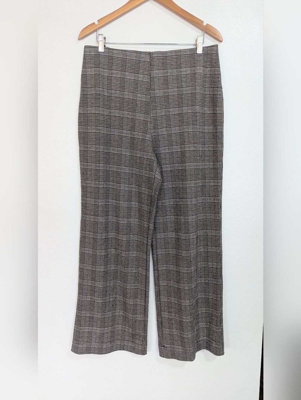 Next 12R‎ Black & White Houndstooth Plaid Tummy Control Pull-On Wide Leg Pants